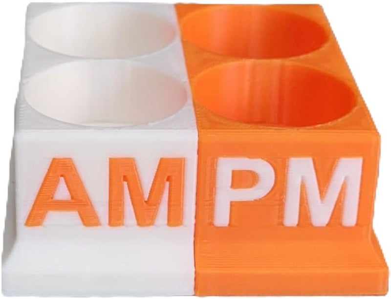 Znet3D Eye Drops Bottle Organizer & Tracker – AM/PM 4-Slot (White/Orange) - Image 4